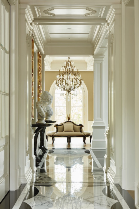 formal-hallway-interior-design-marble-flooring-crown-molding