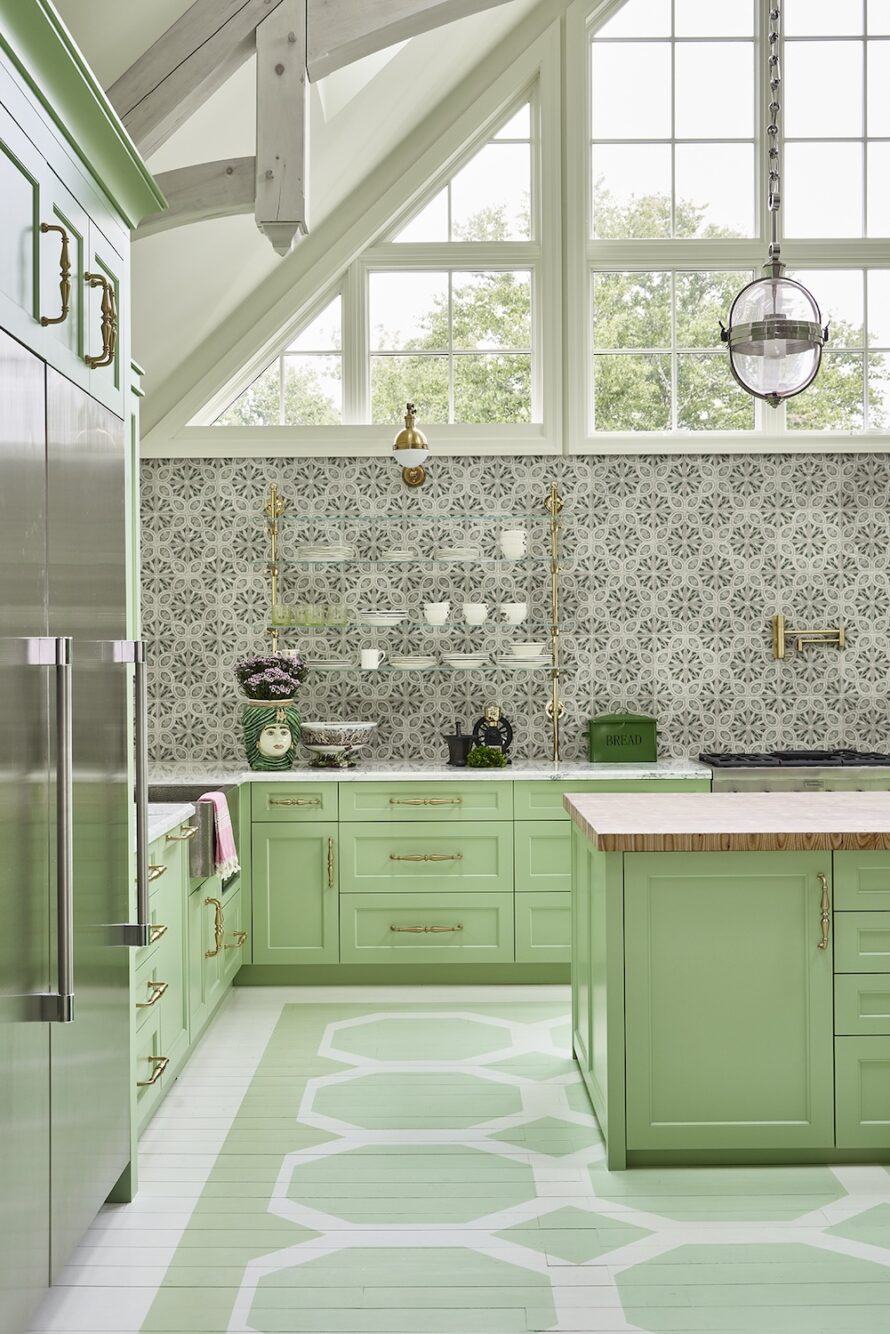 light-green-kitchen-island-design