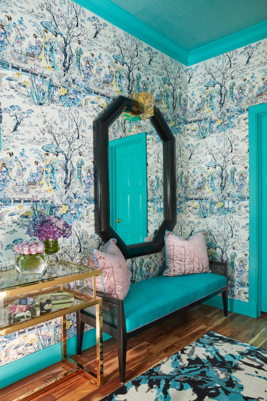 teal-crown-molding-unique-wallpaper-alexandra-naranjo-designs